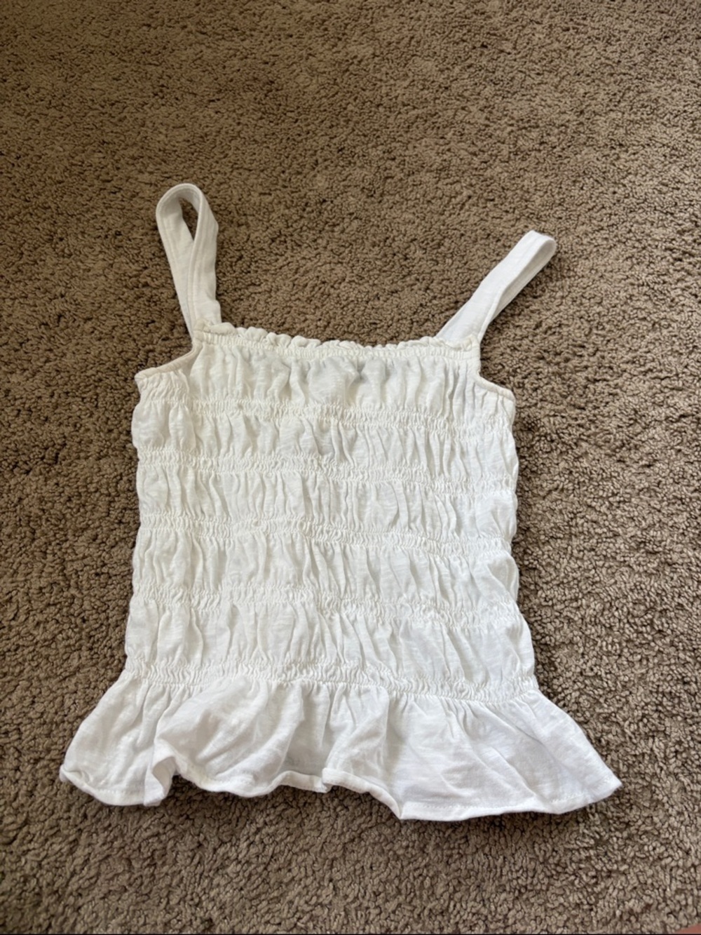 Universal Thread White Smocked Ruffle Hem Tank